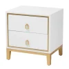 Kirkland's Home Wood & Gold Accent 2-Drawer Nightstand- Nightstands