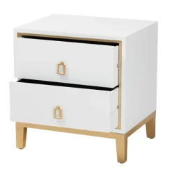 Kirkland's Home Wood & Gold Accent 2-Drawer Nightstand- Nightstands