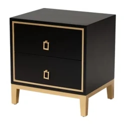 Kirkland's Home Wood & Gold Accent 2-Drawer Nightstand- Nightstands