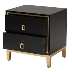 Kirkland's Home Wood & Gold Accent 2-Drawer Nightstand- Nightstands