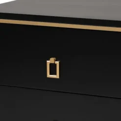 Kirkland's Home Wood & Gold Accent 2-Drawer Nightstand- Nightstands