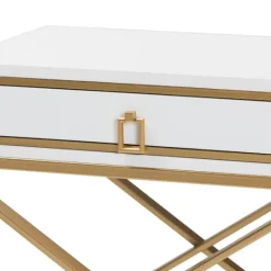 Kirkland's Home Wood & Gold X-Base Nightstand- Nightstands