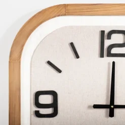 Kirkland's Home Wood & Linen Rounded Edge Wall Clock- Clocks