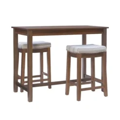 Kirkland's Home Wood & Upholstered Stools 3-Pc. Dining Set- Dining Tables