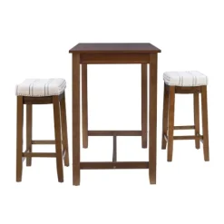 Kirkland's Home Wood & Upholstered Stools 3-Pc. Dining Set- Dining Tables