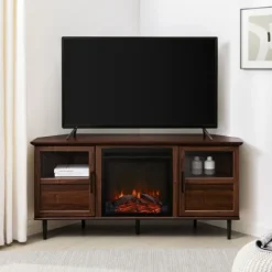 Kirkland's Home Wood Alcove Doors Led Fireplace Media Cabinet- Tv Stands & Media Consoles