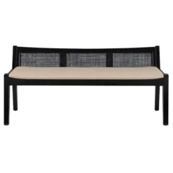 Kirkland's Home Wood And Cane Upholstered Bench- Benches & Ottomans
