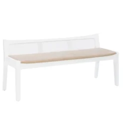 Kirkland's Home Wood And Cane Upholstered Bench- Benches & Ottomans