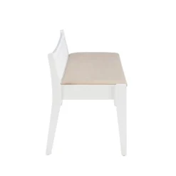 Kirkland's Home Wood And Cane Upholstered Bench- Benches & Ottomans