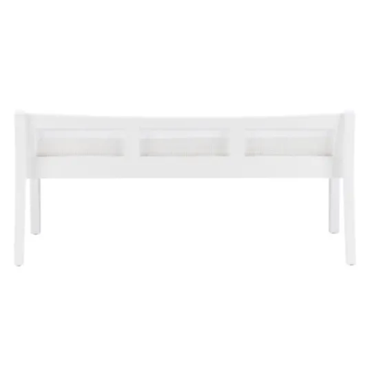 Kirkland's Home Wood And Cane Upholstered Bench- Benches & Ottomans