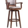 Kirkland's Home Wood And Faux Leather Swivel Bar Stool- Bar Stools & Counter Height Stools
