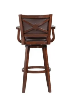 Kirkland's Home Wood And Faux Leather Swivel Bar Stool- Bar Stools & Counter Height Stools