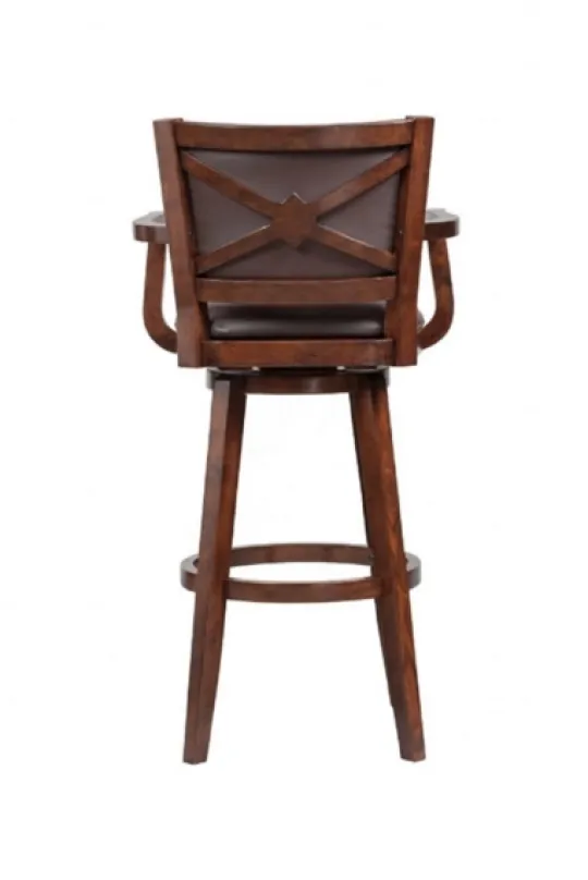 Kirkland's Home Wood And Faux Leather Swivel Bar Stool- Bar Stools & Counter Height Stools