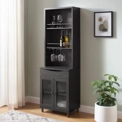 Kirkland's Home Wood And Glass 2-Door Bar Cabinet- Kitchen Islands & Bar Carts