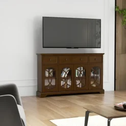Kirkland's Home Wood And Glass 4-Door Media Cabinet- Tv Stands & Media Consoles