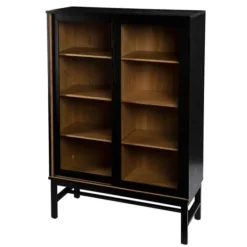 Kirkland's Home Wood And Glass 8-Shelf Cabinet- Cabinets & Sideboards