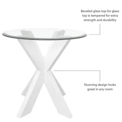 Kirkland's Home Wood And Glass Top X-Base Accent Table- Accent & End Tables
