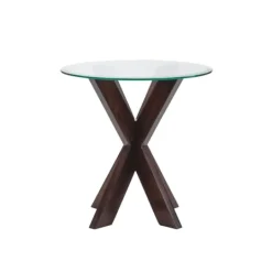 Kirkland's Home Wood And Glass Top X-Base Accent Table- Accent & End Tables