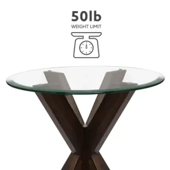 Kirkland's Home Wood And Glass Top X-Base Accent Table- Accent & End Tables