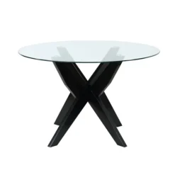 Kirkland's Home Wood And Glass X-Base Dining Table- Dining Tables