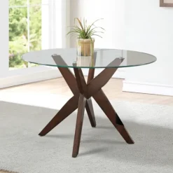 Kirkland's Home Wood And Glass X-Base Dining Table- Dining Tables