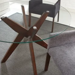 Kirkland's Home Wood And Glass X-Base Dining Table- Dining Tables