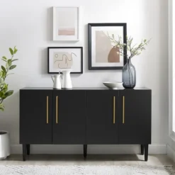Kirkland's Home Wood And Gold 4-Door Cabinet- Cabinets & Sideboards