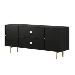 Kirkland's Home Wood And Gold Paneled 2-Door Tv Stand- Tv Stands & Media Consoles