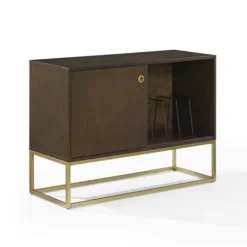 Kirkland's Home Wood And Gold Record Storage Media Cabinet- Tv Stands & Media Consoles