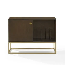 Kirkland's Home Wood And Gold Record Storage Media Cabinet- Tv Stands & Media Consoles