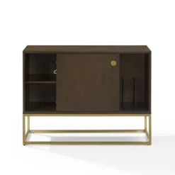 Kirkland's Home Wood And Gold Record Storage Media Cabinet- Tv Stands & Media Consoles