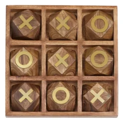 Kirkland's Home Wood And Gold Tic Tac Toe Game Set- Decorative Accents