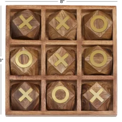 Kirkland's Home Wood And Gold Tic Tac Toe Game Set- Decorative Accents