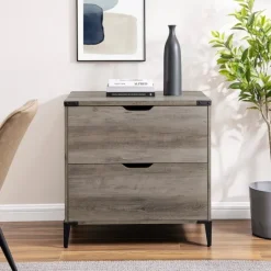 Kirkland's Home Wood And Iron Accent Filing Cabinet- Office Furniture