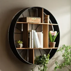 Kirkland's Home Wood And Iron Bicycle Wheel Shelf- Shelves