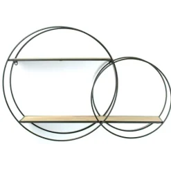 Kirkland's Home Wood And Metal Double Circle Wall Shelf- Shelves