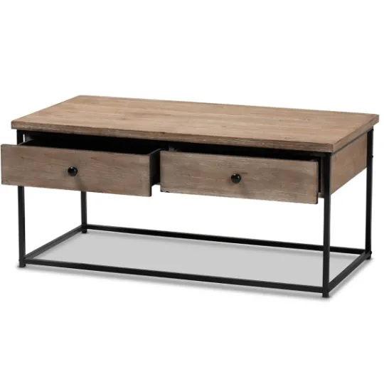 Kirkland's Home Wood And Metal 2-Drawer Coffee Table- Coffee Tables