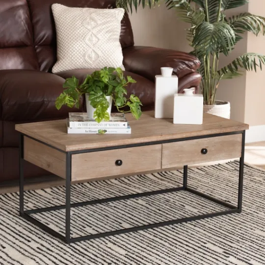 Kirkland's Home Wood And Metal 2-Drawer Coffee Table- Coffee Tables