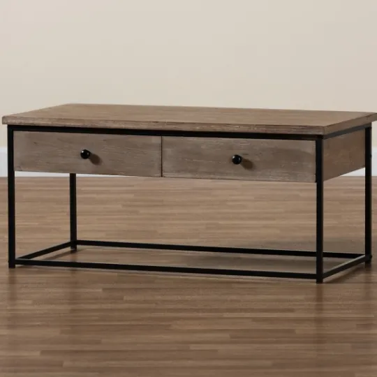 Kirkland's Home Wood And Metal 2-Drawer Coffee Table- Coffee Tables