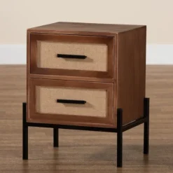 Kirkland's Home Wood And Metal 2-Drawer Nightstand- Nightstands