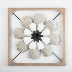 Kirkland's Home Wood And Metal Flower I Framed Wall Plaque- Wall Plaques