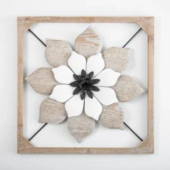 Kirkland's Home Wood And Metal Flower Ii Framed Wall Plaque- Wall Plaques