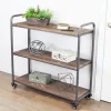 Kirkland's Home Wood And Metal Frame 3-Tier Rolling Shelf- Office Furniture