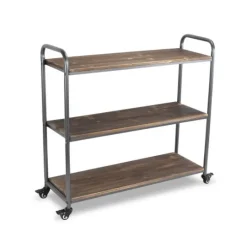 Kirkland's Home Wood And Metal Frame 3-Tier Rolling Shelf- Office Furniture