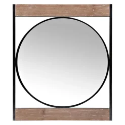 Kirkland's Home Wood And Metal Framed Round Industrial Mirror- Decorative Mirrors