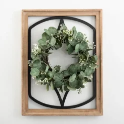 Kirkland's Home Wood And Metal Framed Wreath Wall Plaque- Wall Plaques