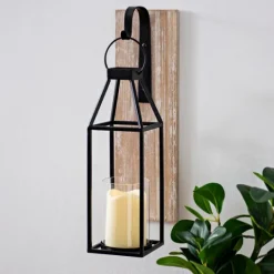 Kirkland's Home Wood And Metal Hanging Lantern Sconce- Sconces