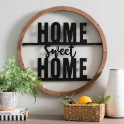 Kirkland's Home Wood And Metal Home Sweet Home Round Plaque- Wall Quotes & Signs