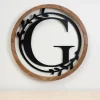Kirkland's Home Wood And Metal Laurel Monogram G Plaque- Monogram Wall Decor
