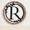 Kirkland's Home Wood And Metal Laurel Monogram R Plaque- Monogram Wall Decor